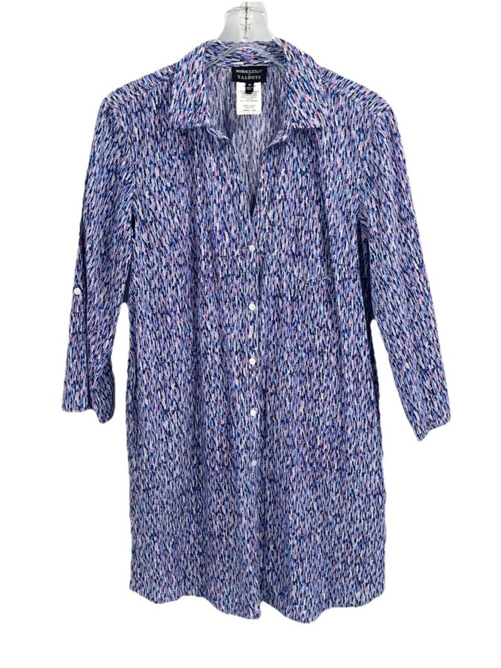 MIRACLESUIT TALBOTS Cotton Swim Button Up Beach Shirt Dress Coverup Sz Medium